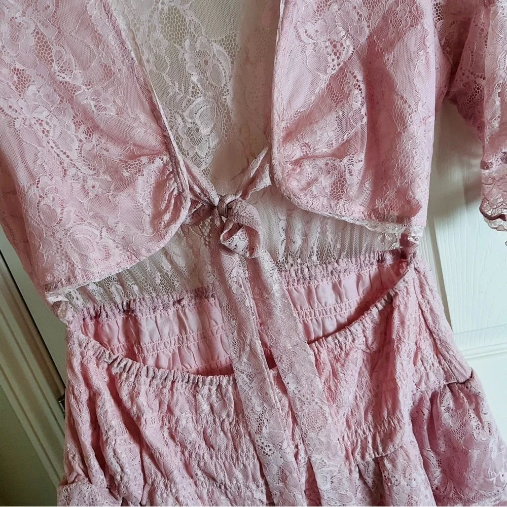 NWOT Free People LaLa Lace Cutout Dress Pink XL Boho Fairy - Picture 6 of 12